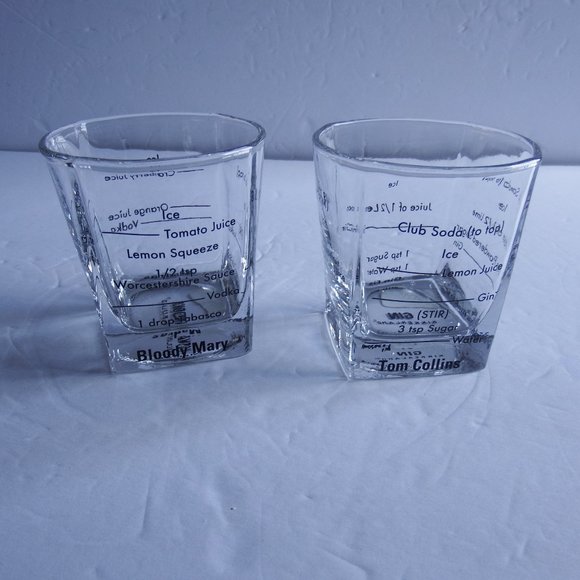 NEW Set of 2  Rocks Drink Recipe Glasses 3.5"x3.5" - Picture 3 of 5
